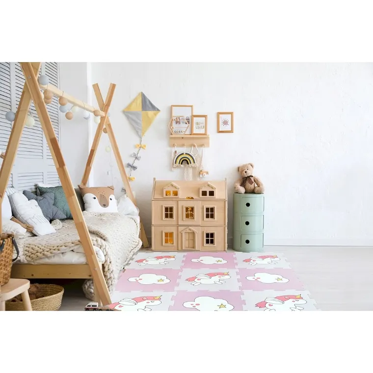 Smily Play, mata piankowa, różowo-biała jednorożce, 9 elementów