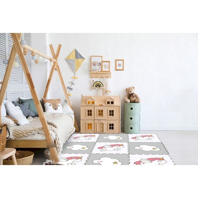 Smily Play, mata piankowa, różowo-szara jednorożce, 9 elementów