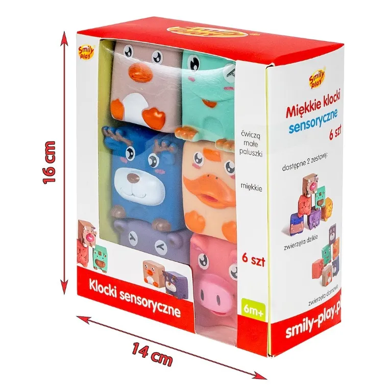 Smily Play, miękkie klocki sensoryczne, 6 szt.