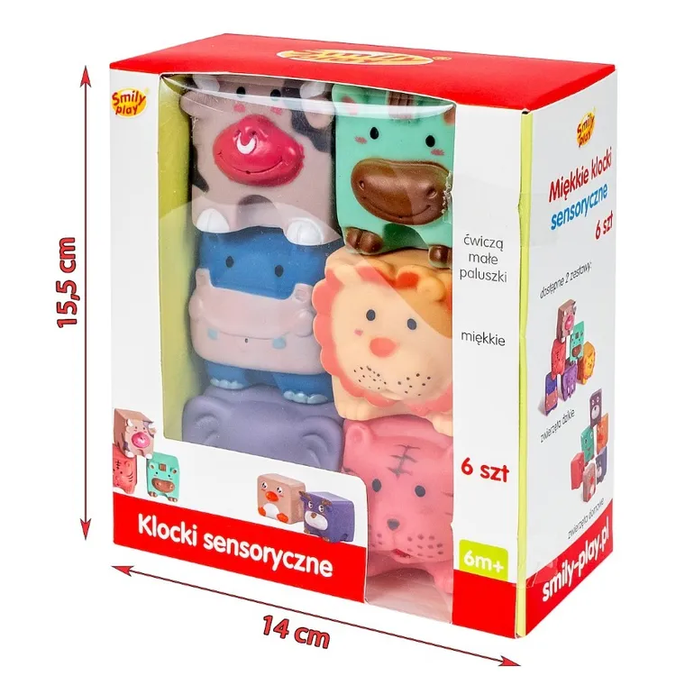 Smily Play, miękkie klocki sensoryczne, 6 szt.