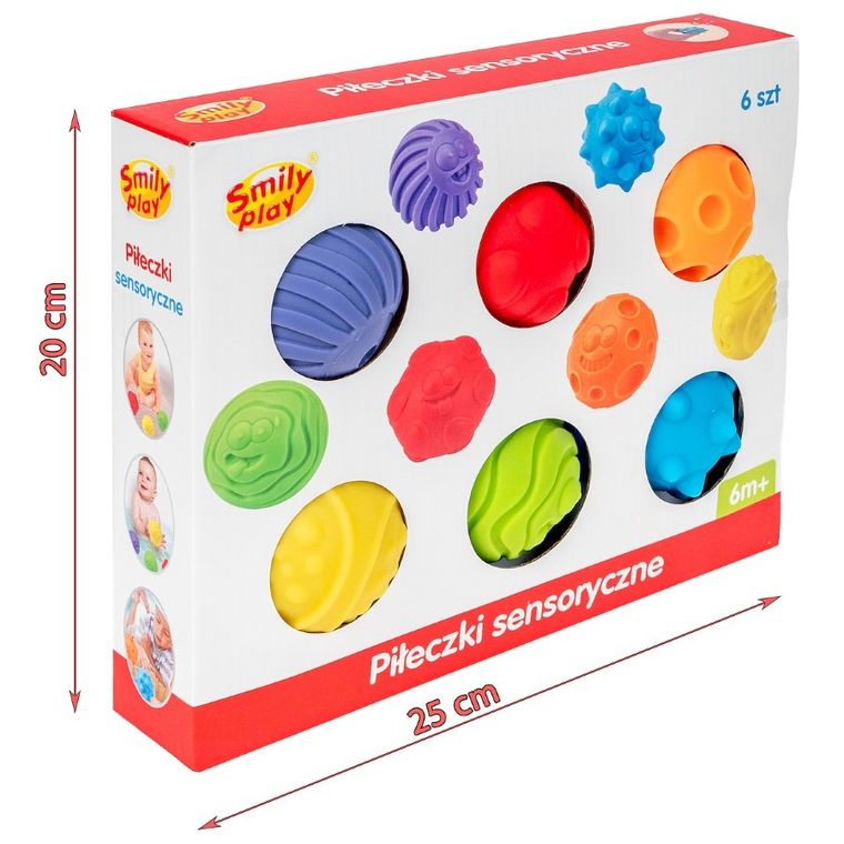 Smily Play, piłki sensoryczne, 6 szt.