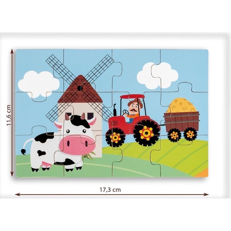 Smily Play, puzzle drewniane 4w1, 12 elementów