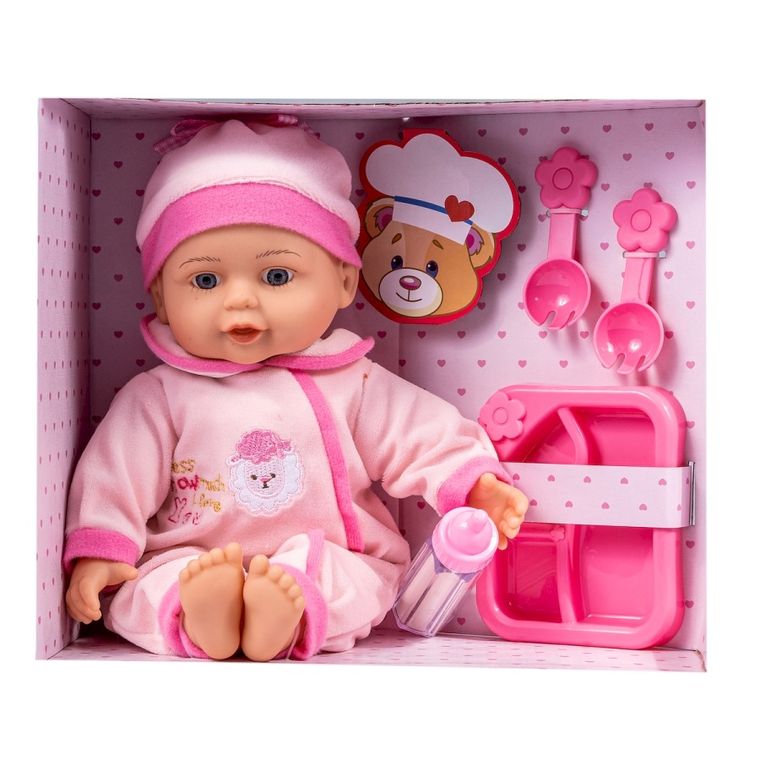 Smily Play, sensoryczna lalka z akcesoriami do karmienia, 35 cm