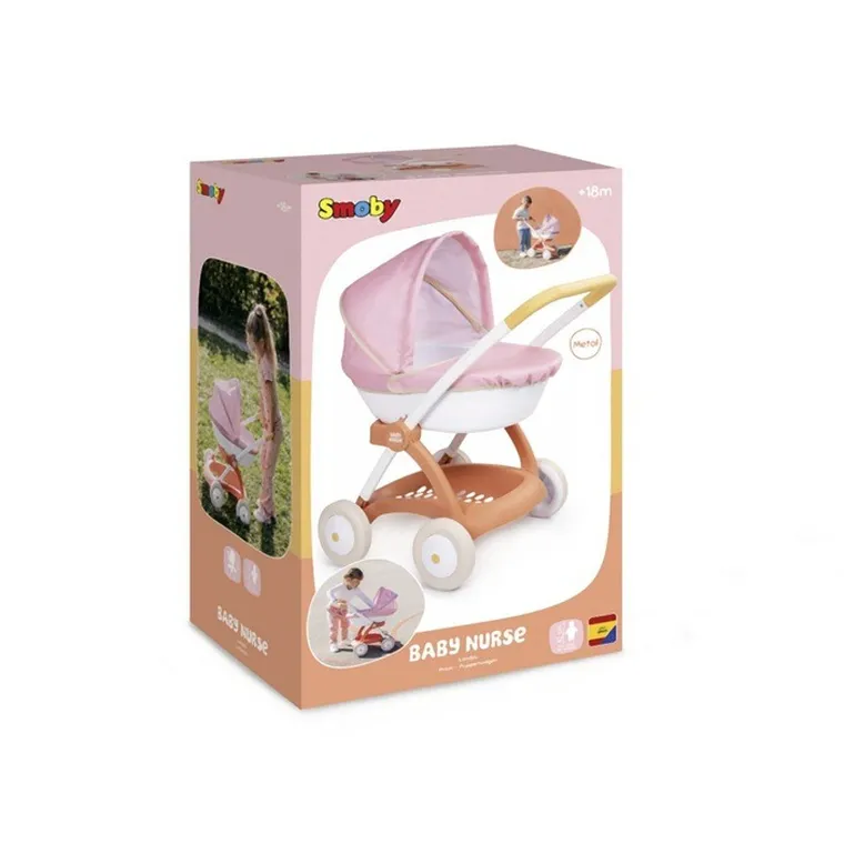 Smoby, Baby Nurse, głęboki wózek dla lalek, różowy