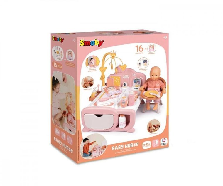 Smoby, Baby Nurse, Kącik opiekunki, interaktywny przewijak dla lalek z akcesoriami