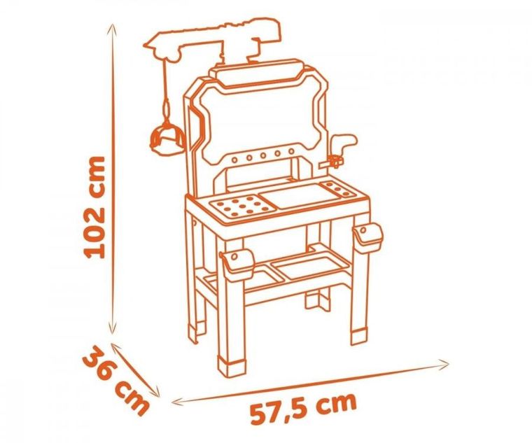 Smoby, Black+Decker, warsztat z dźwigiem, Bricolo Builder