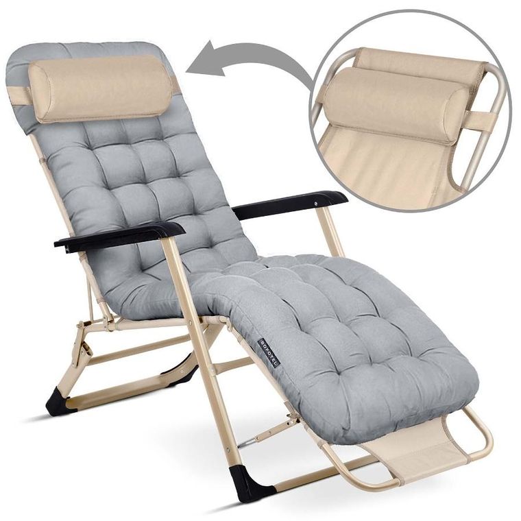 Sofotel, ChillWell, leżak ogrodowy składany z poduszką, jasno szary