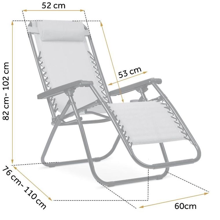 Sofotel, ChillWell, leżak ogrodowy składany z poduszką, szary, zestaw, 2 szt.