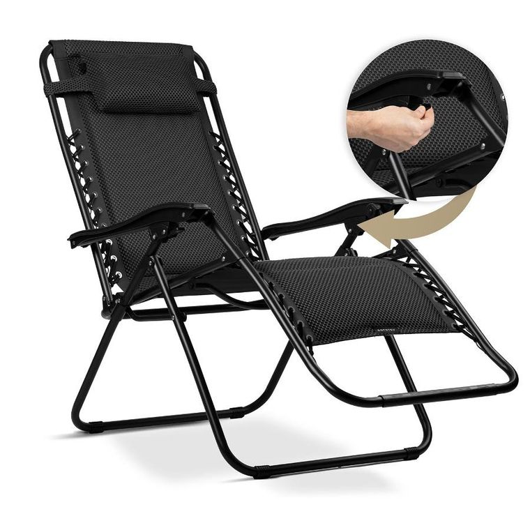 Sofotel, ChillWell Soft, leżak ogrodowy składany z poduszką, czarny