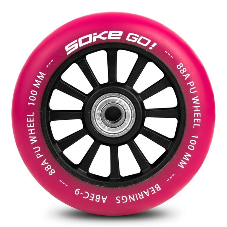 Soke, ABEC-9, kółka do hulajnogi wyczynowej, rubinowe, 100 mm