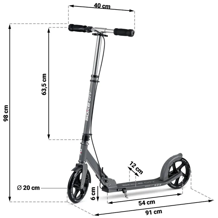 Soke, City, hulajnoga miejska, składana, szara