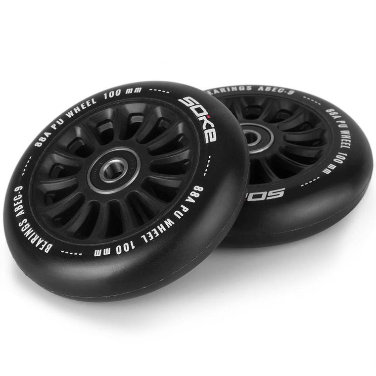 Soke, kółka do hulajnogi, 100 mm, czarne, 2 szt.