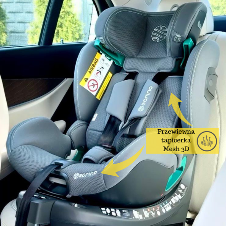 Sorino, Aurora, fotelik samochodowy z bazą, 360°, grey, 40-150 cm