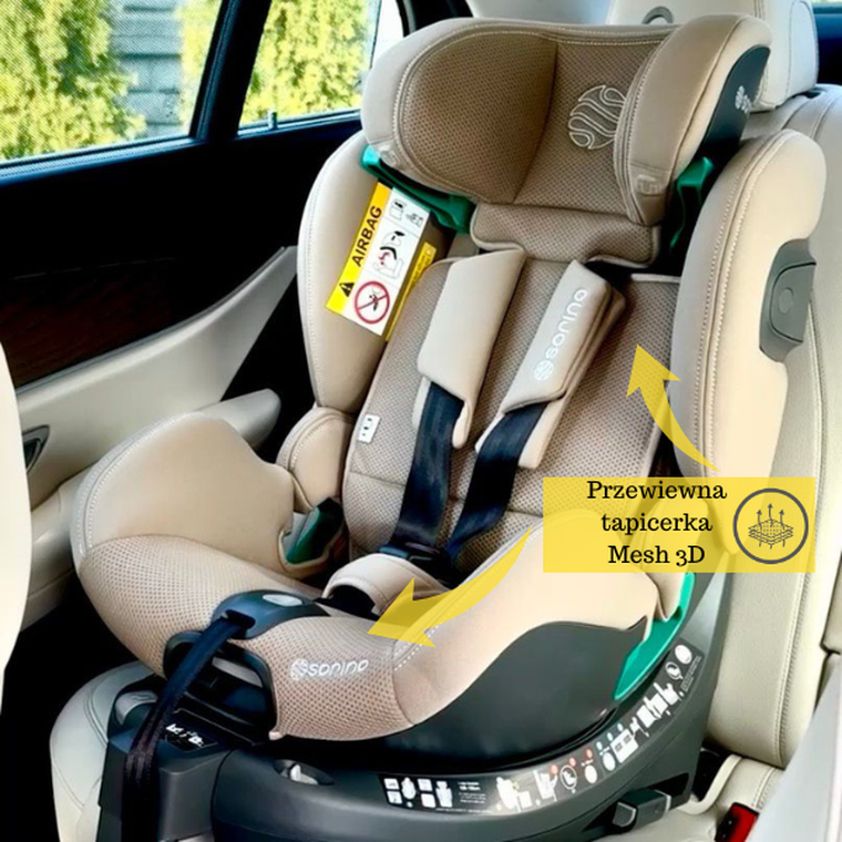 Sorino, Aurora, fotelik samochodowy z bazą, 360°, mocha, 40-150 cm