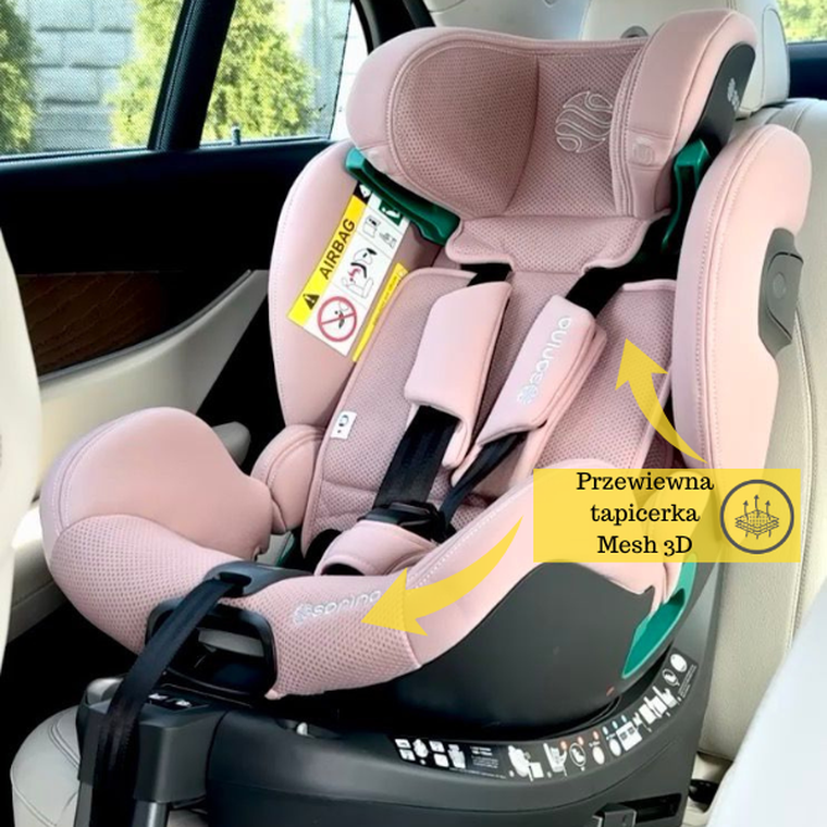 Sorino, Aurora, fotelik samochodowy z bazą, 360°, pink, 40-150 cm