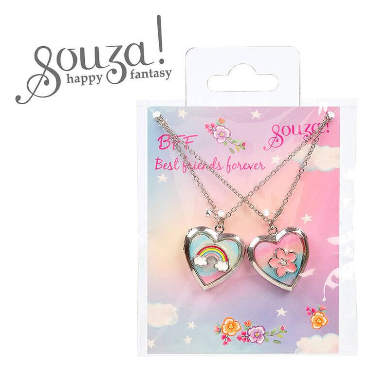 Souza! BFF Serce tęcza i kwiatek, naszyjniki przyjaźni, 2 szt.