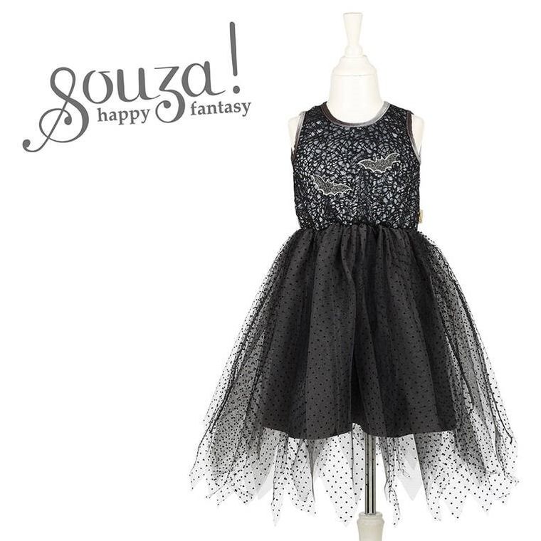 Souza! Czarownica Mathilde, sukienka tiulowa z nietoperzami, strój, 8-10 lat