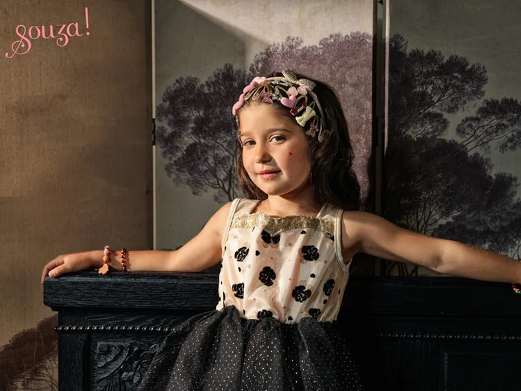 Souza! Francis, opaska z kokardą i cekinami, złota