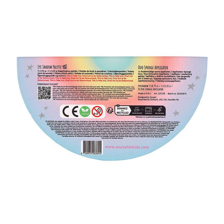 Souza! Jednorożec, paleta cieni do powiek z lusterkiem dla dzieci, 11 elementów