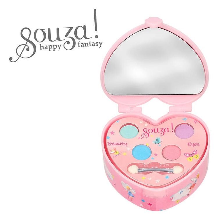 Souza! szkatułka na biżuterię z lusterkiem i 4 cieniami do powiek dla dzieci, serce