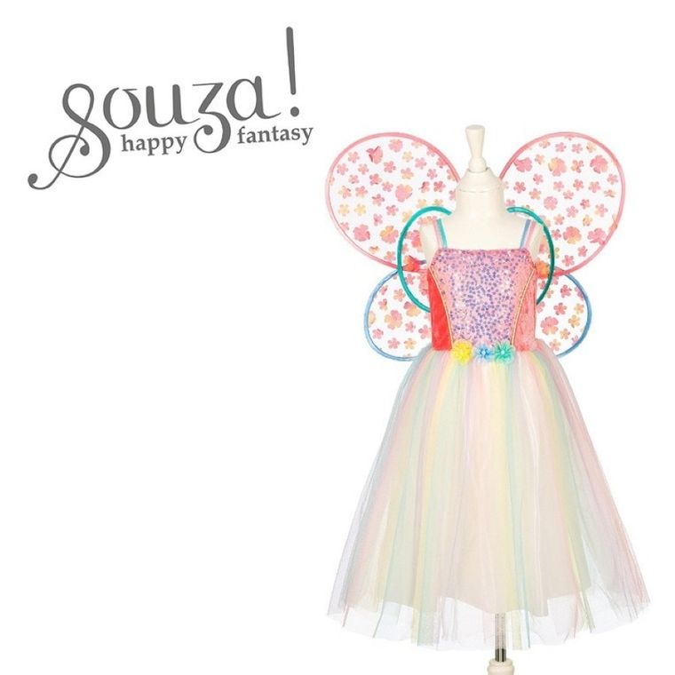 Souza! wróżka Flora, sukienka ze skrzydłami, kostium, 8-10 lat