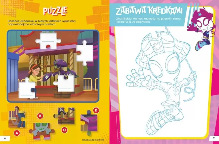 Spidey i Super-kumple. Piraci. Koloruj! Rozwiązuj! 50 naklejek świecących w ciemności