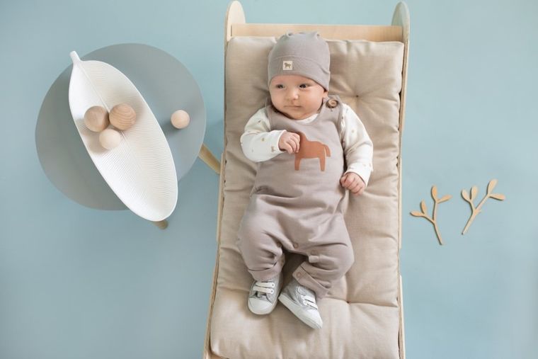 Śpiochy niemowlęce, bawełna organiczna, beżowe, Pinokio