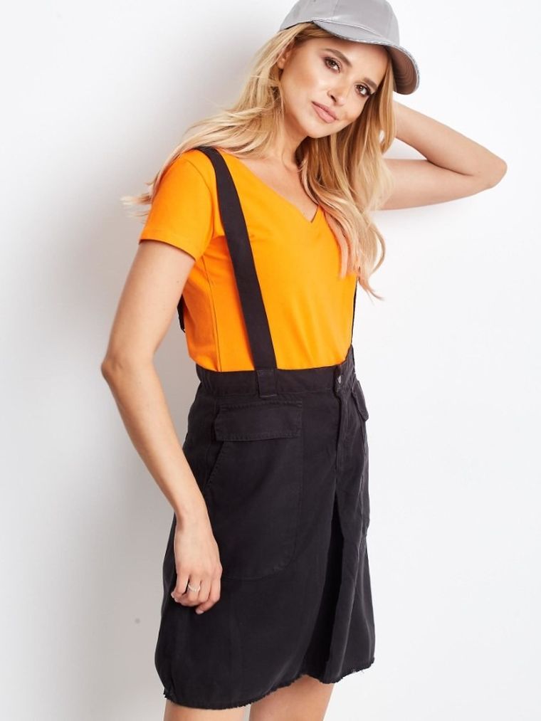 Spódnica ogrodniczka damska, grafitowa, Italy Moda