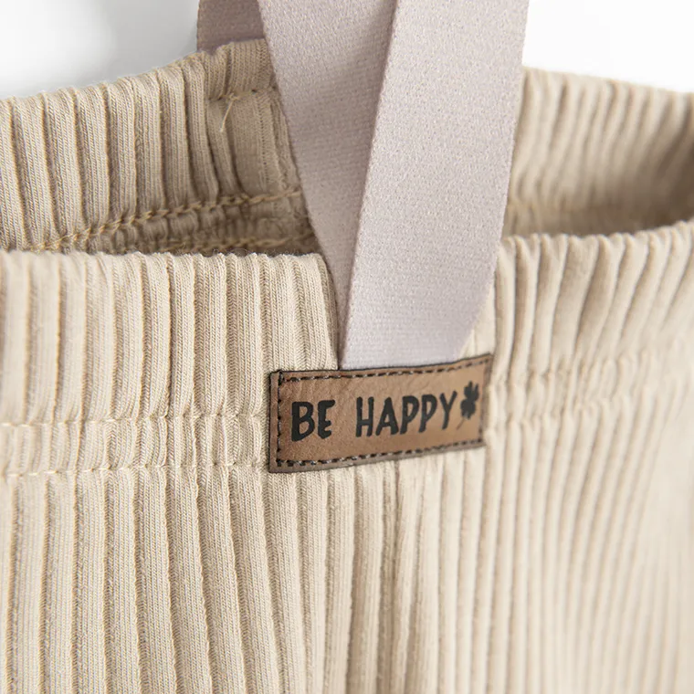 Spodnie chłopięce na szelkach, prążkowane, beżowe, Nicol