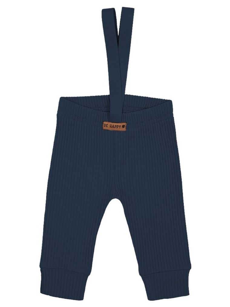 Spodnie chłopięce na szelkach, prążkowane, granatowe, Nicol