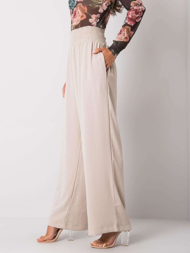 Spodnie damskie, beżowe, Rue Paris