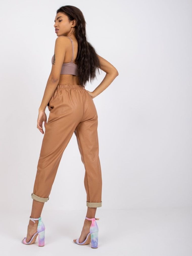 Spodnie damskie, brązowe, Italy Moda