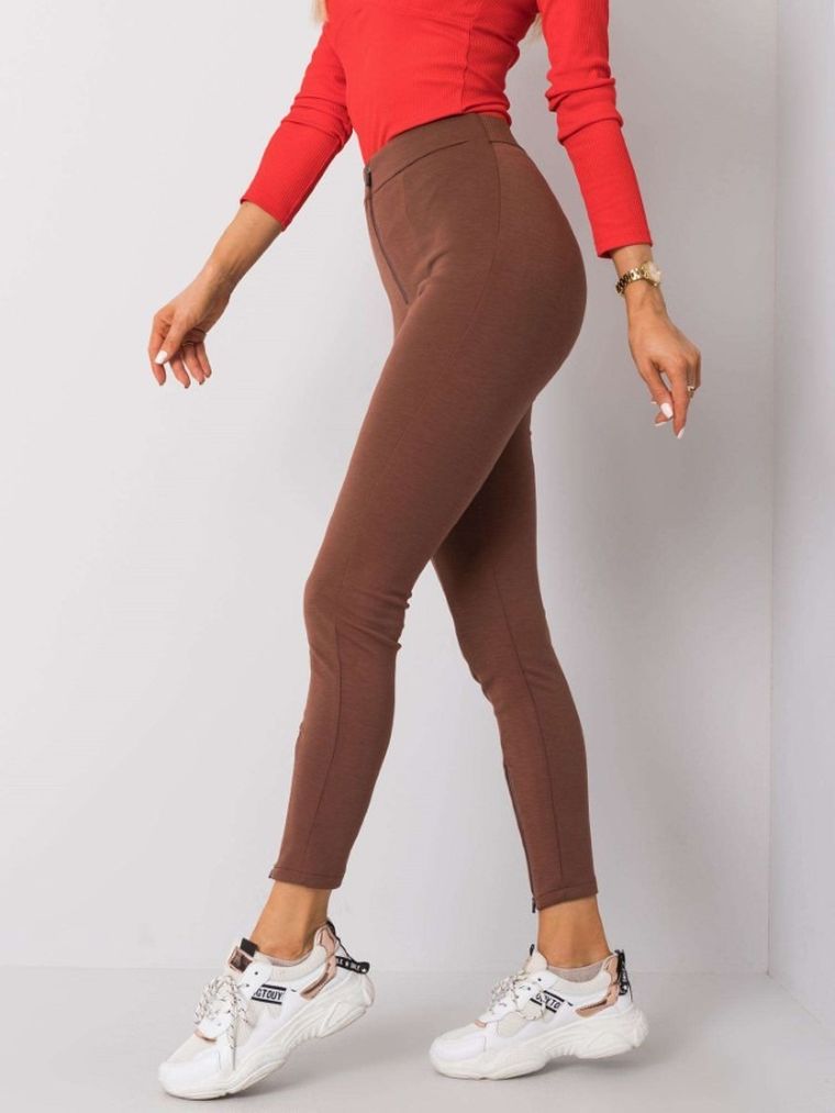 Spodnie damskie, brązowe, Rue Paris