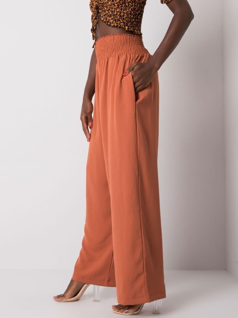 Spodnie damskie, brązowe, Rue Paris