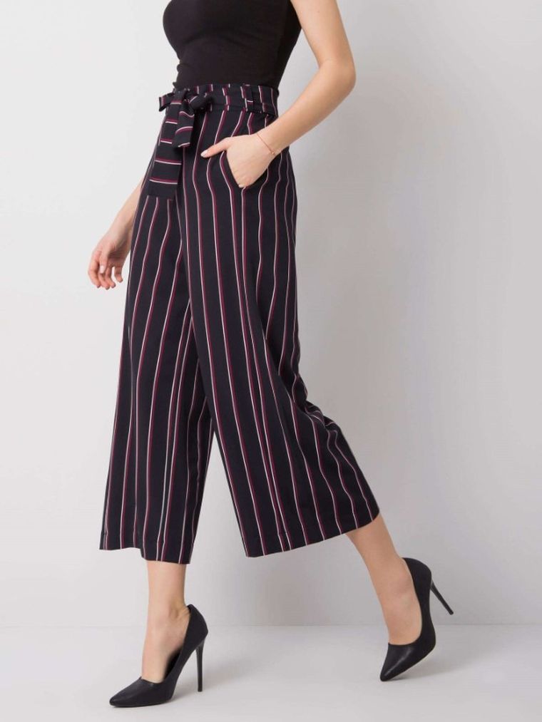 Spodnie damskie, granatowe, Rue Paris