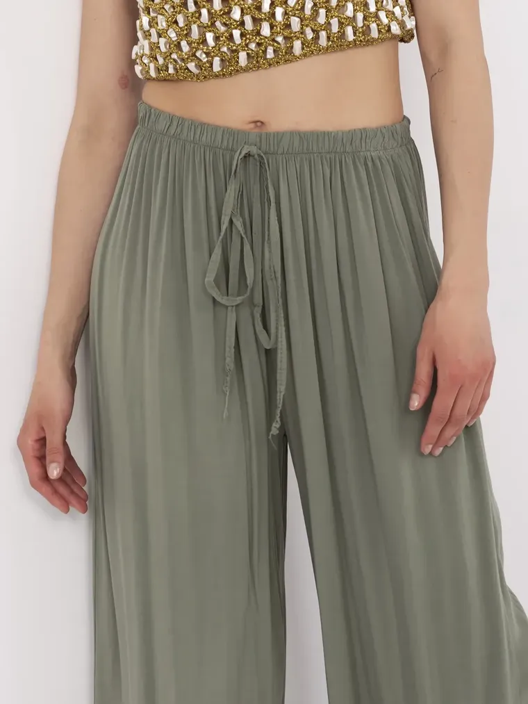 Spodnie damskie, khaki, Italy Moda