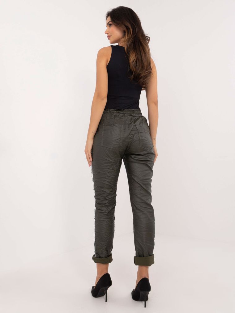 Spodnie damskie, khaki, Italy Moda