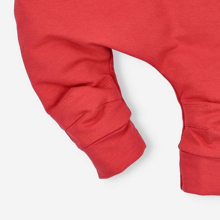 Spodnie dresowe chłopięce, bawełna organiczna, czerwone, Nini