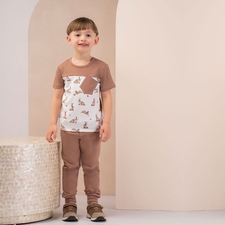 Spodnie dresowe chłopięce, brązowe, Nicol