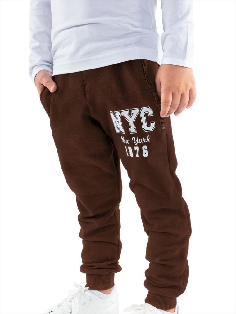 Spodnie dresowe chłopięce, ocieplane, brązowe, Tup Tup