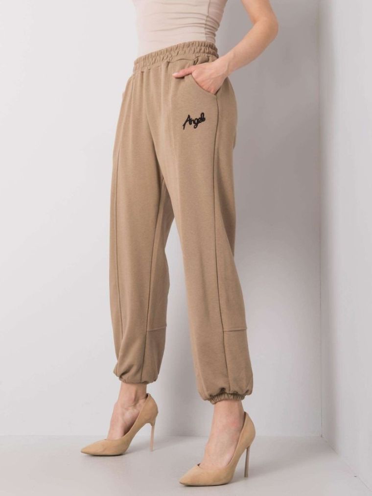 Spodnie dresowe damskie, beżowe, Ex Moda