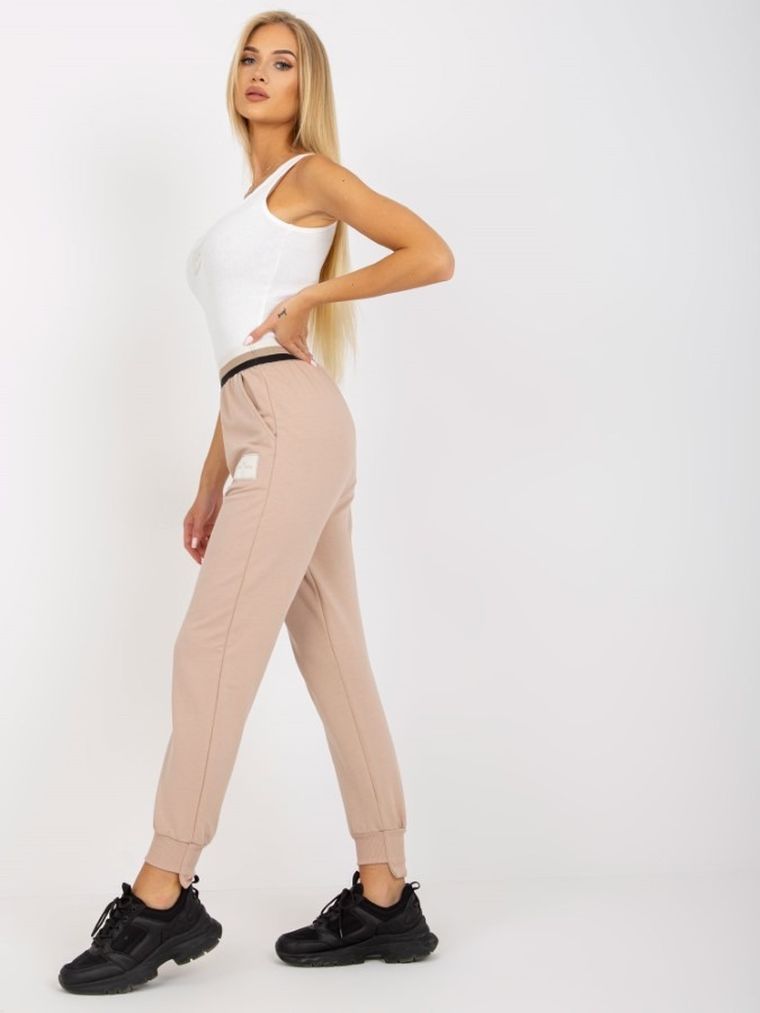 Spodnie dresowe damskie, beżowe, Och Bella