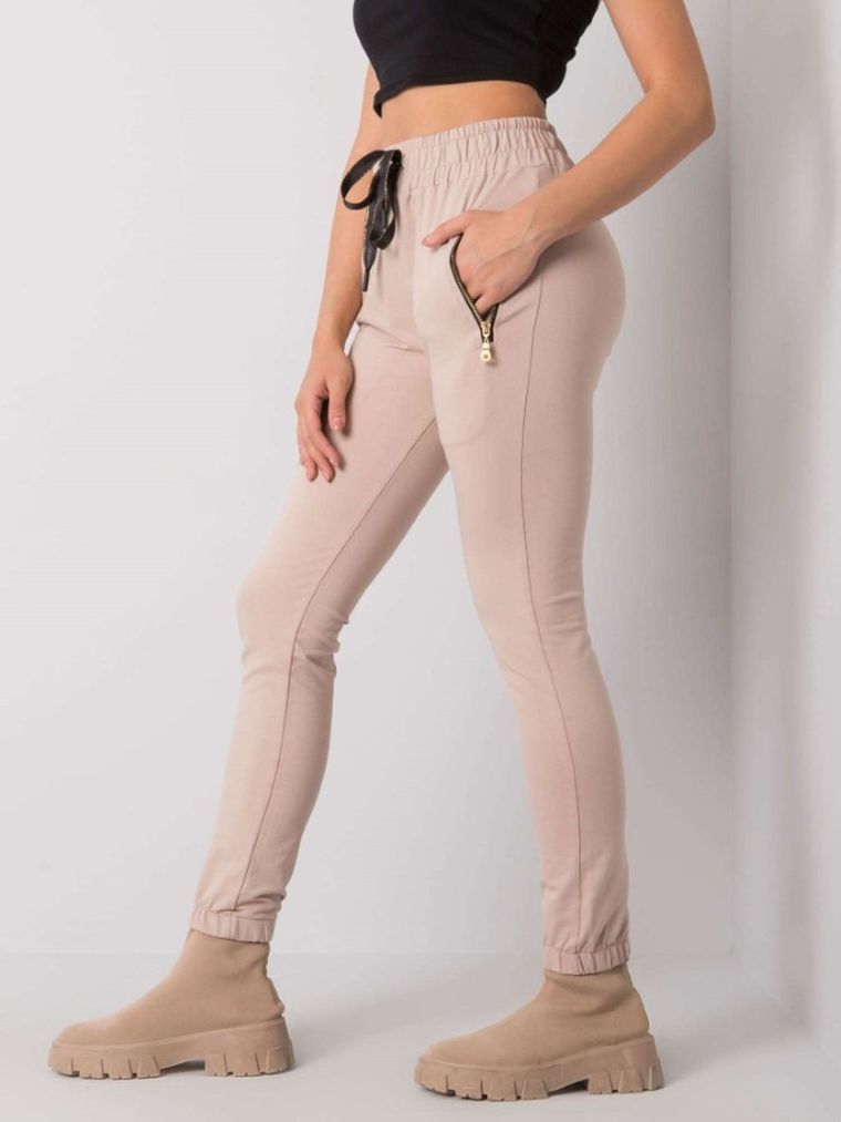 Spodnie dresowe damskie, beżowe, Relevance