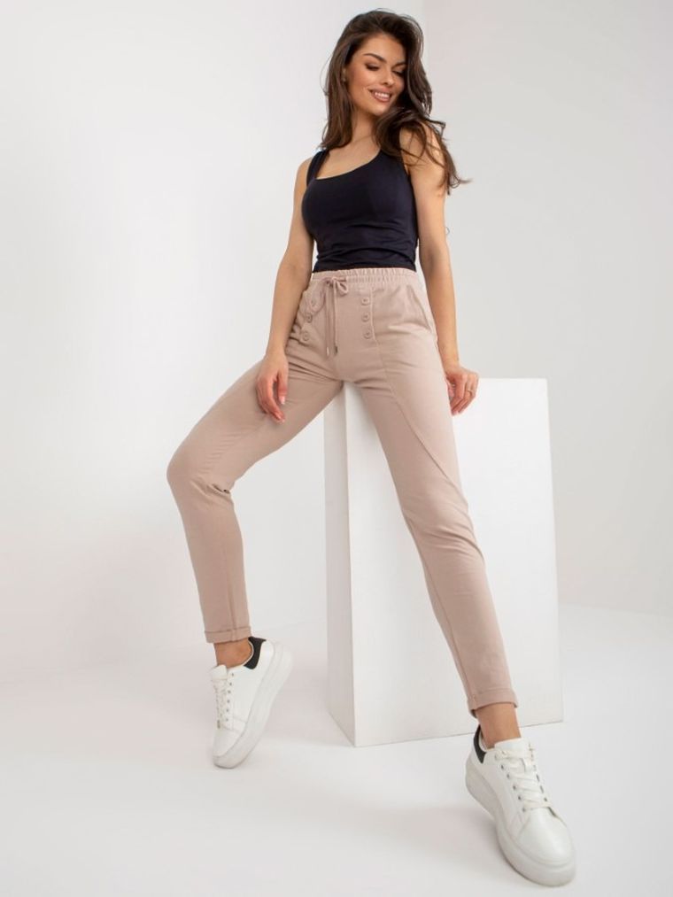 Spodnie dresowe damskie, beżowe, Relevance