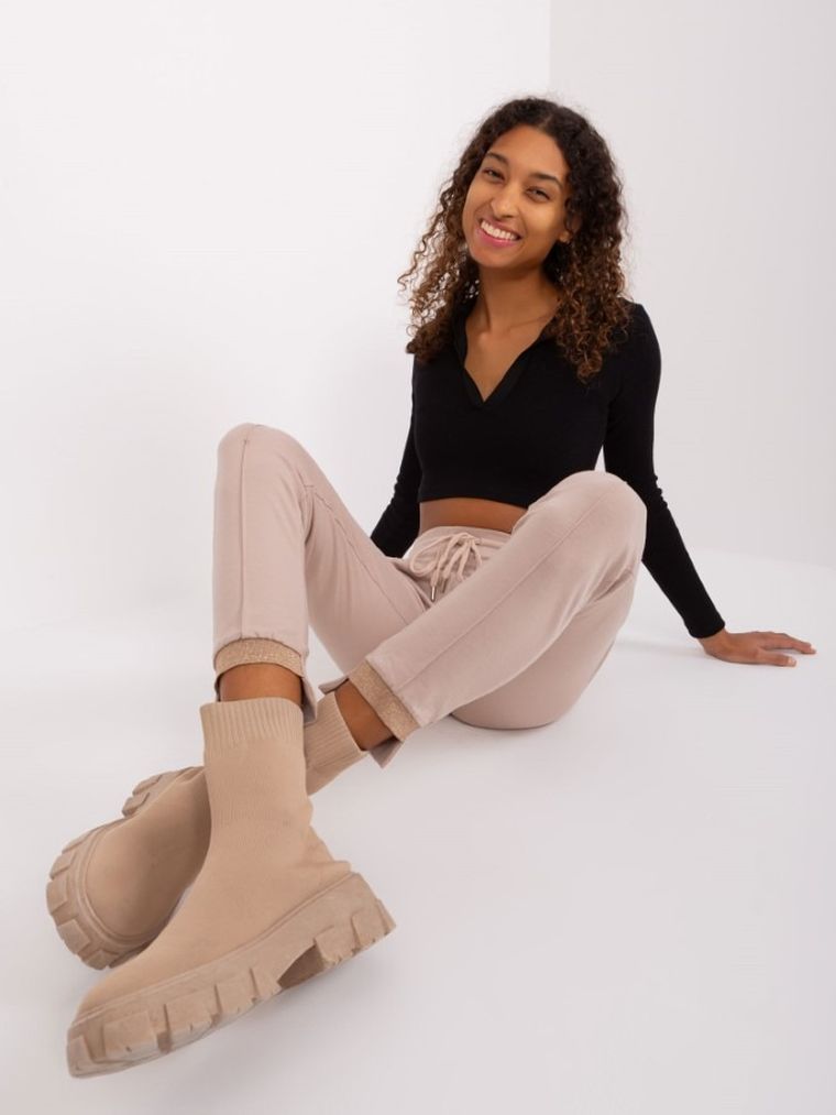 Spodnie dresowe damskie, beżowe, Relevance