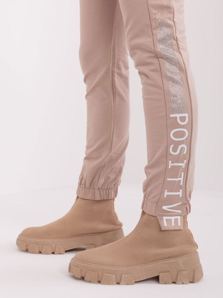 Spodnie dresowe damskie, beżowe, Relevance