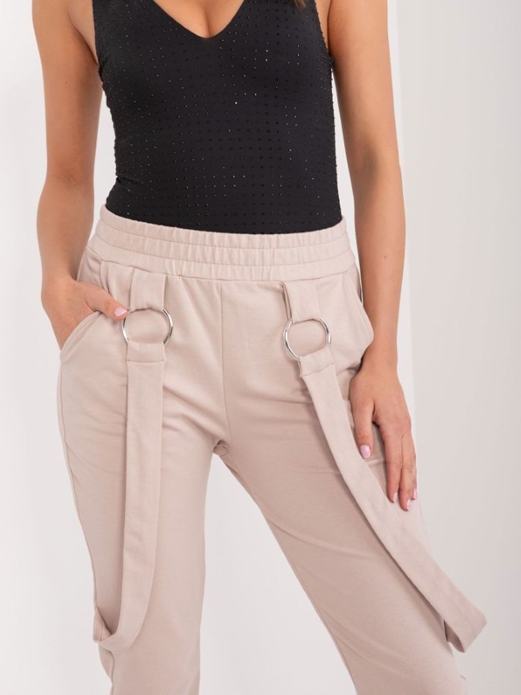 Spodnie dresowe damskie, beżowe, Relevance
