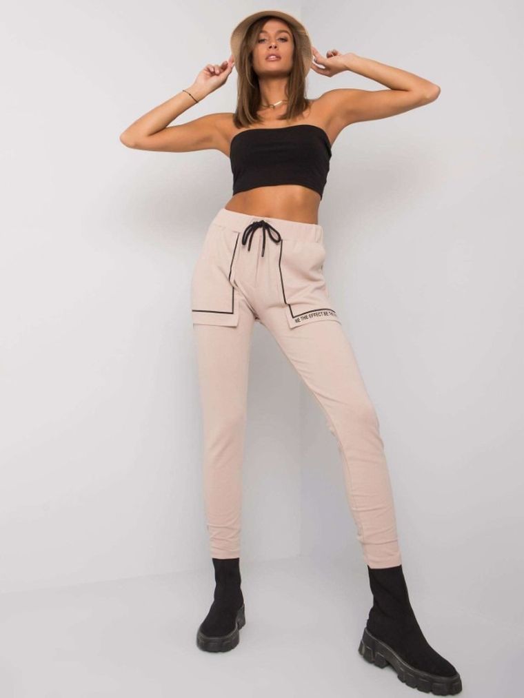 Spodnie dresowe damskie, beżowe, Relevance