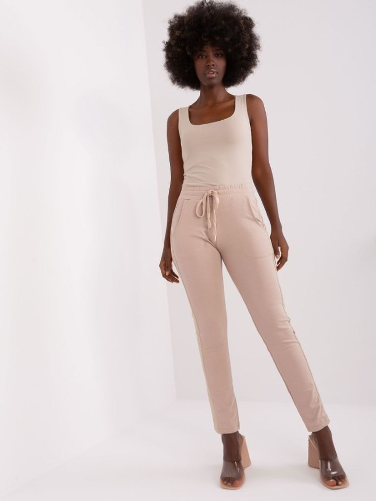 Spodnie dresowe damskie, beżowe, Relevance