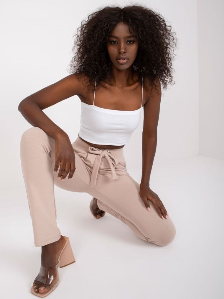 Spodnie dresowe damskie, beżowe, Rue Paris